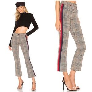 Mother Insider Ankle Plaid Jeans Pants Racing Stripe 31
